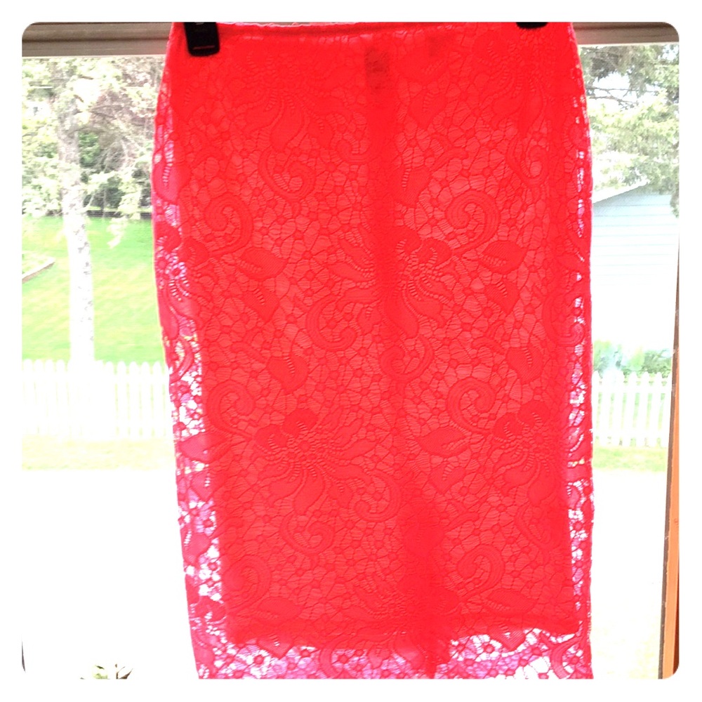 Hot Pink Lace Pencil Skirt 💕👑💋